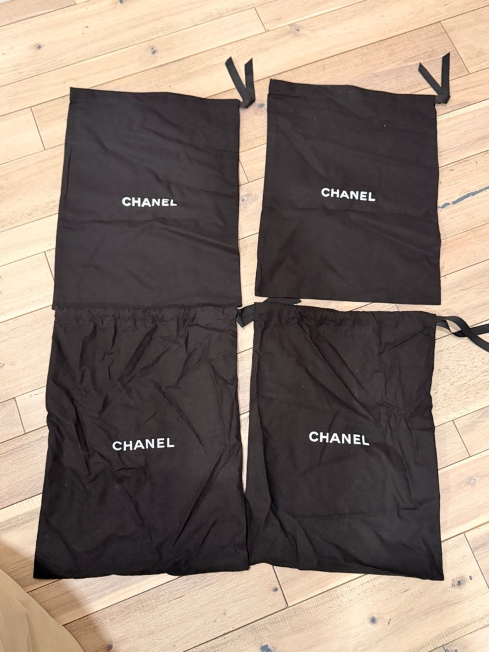 CHANEL Black Drawstring Logo Dust Bags - Set of 4